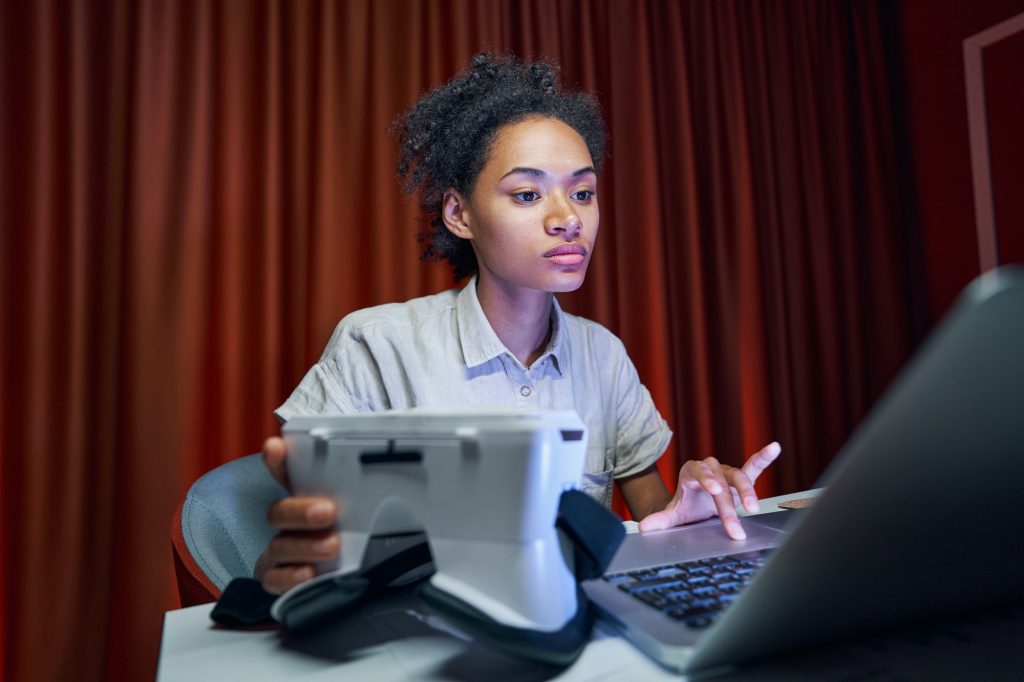 Employee tired after hard-working day in office